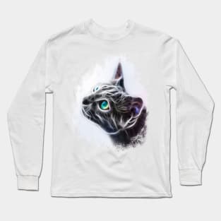 Cute Cat Modern Art Blue Eyes Long Sleeve T-Shirt